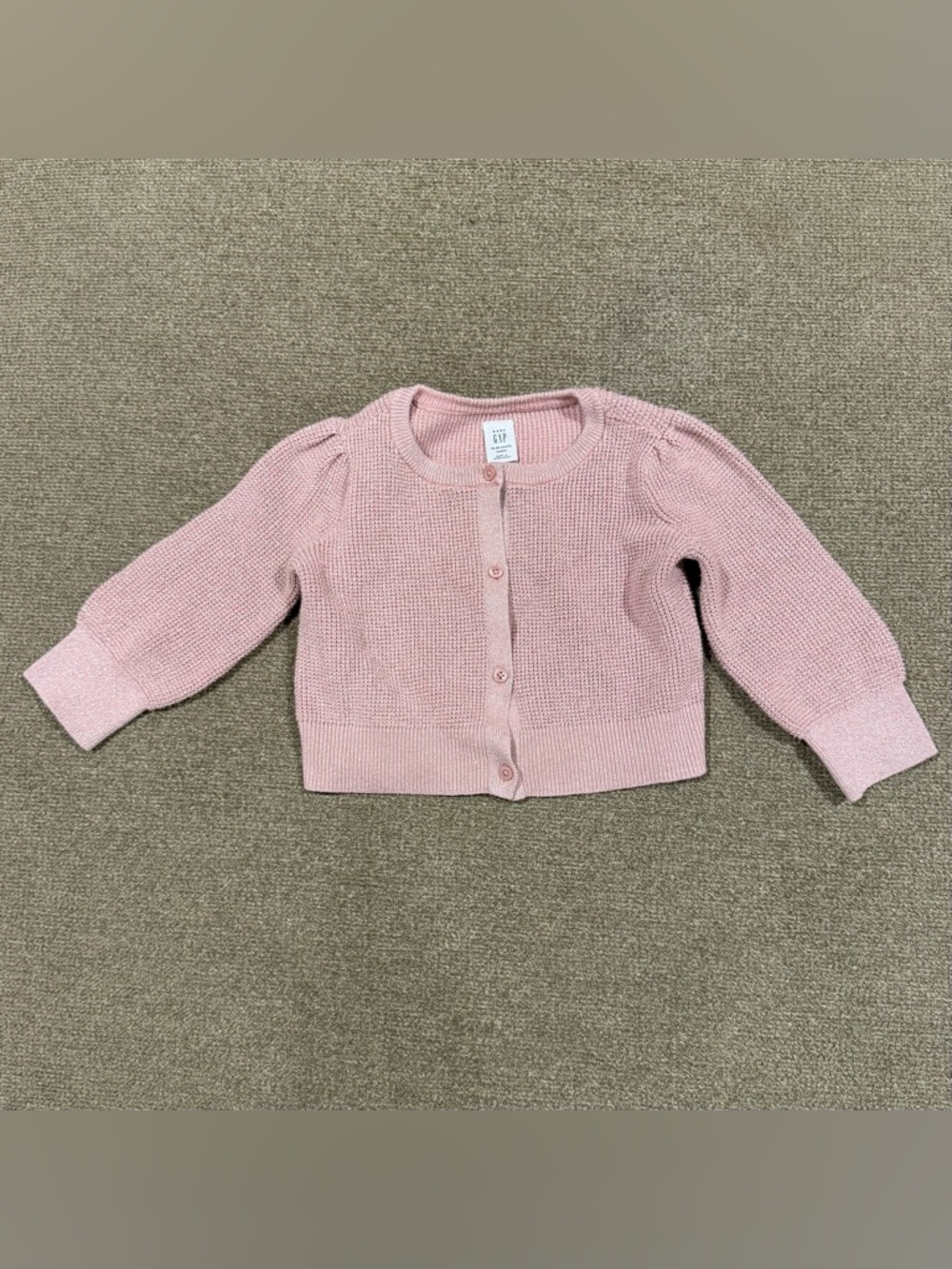 GAP Shimmery Pink Knit Button-Down Cardigan
